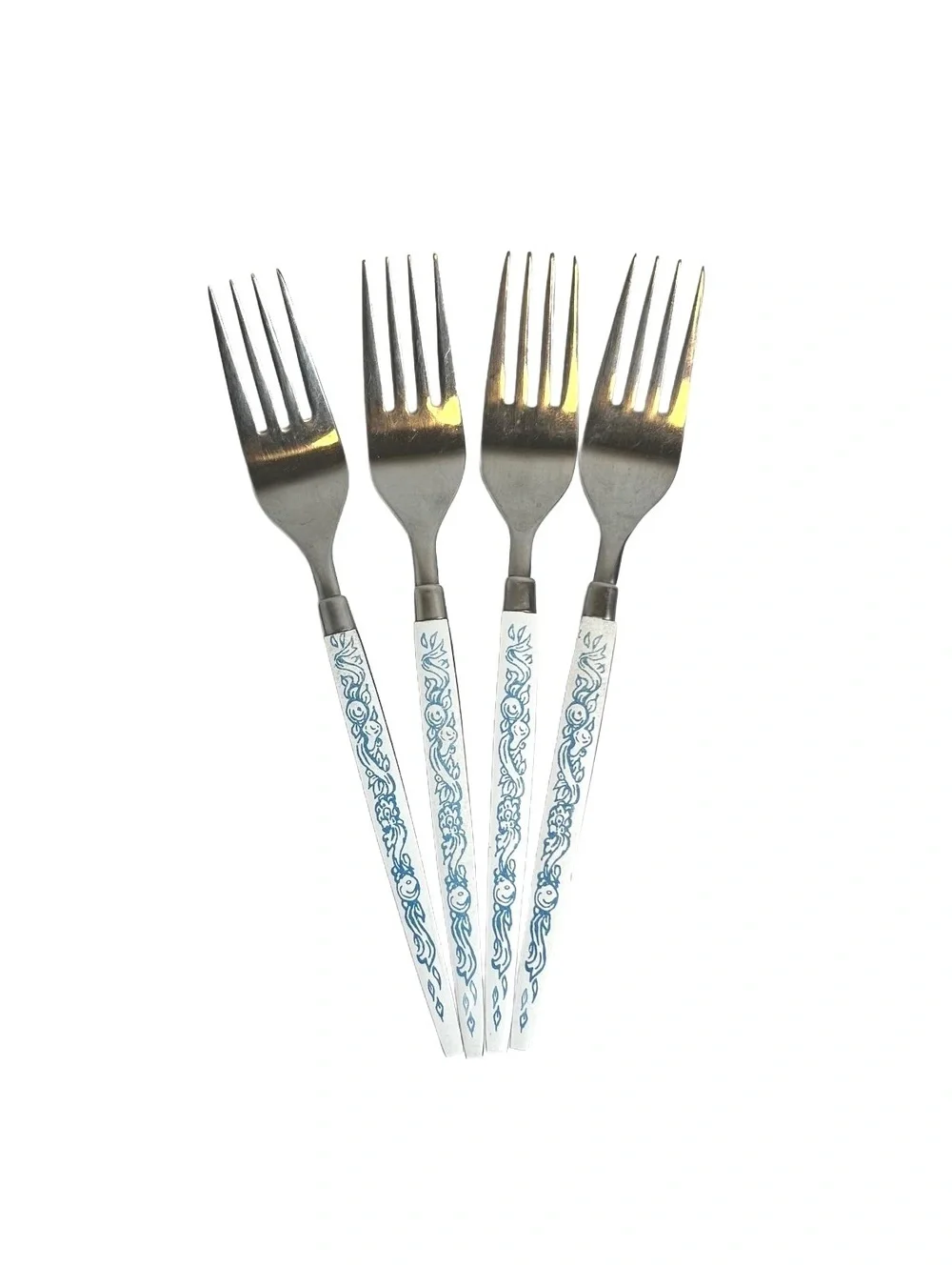 Set of 4 Vintage EPIC Stainless Steel Forks with Decorative Handles